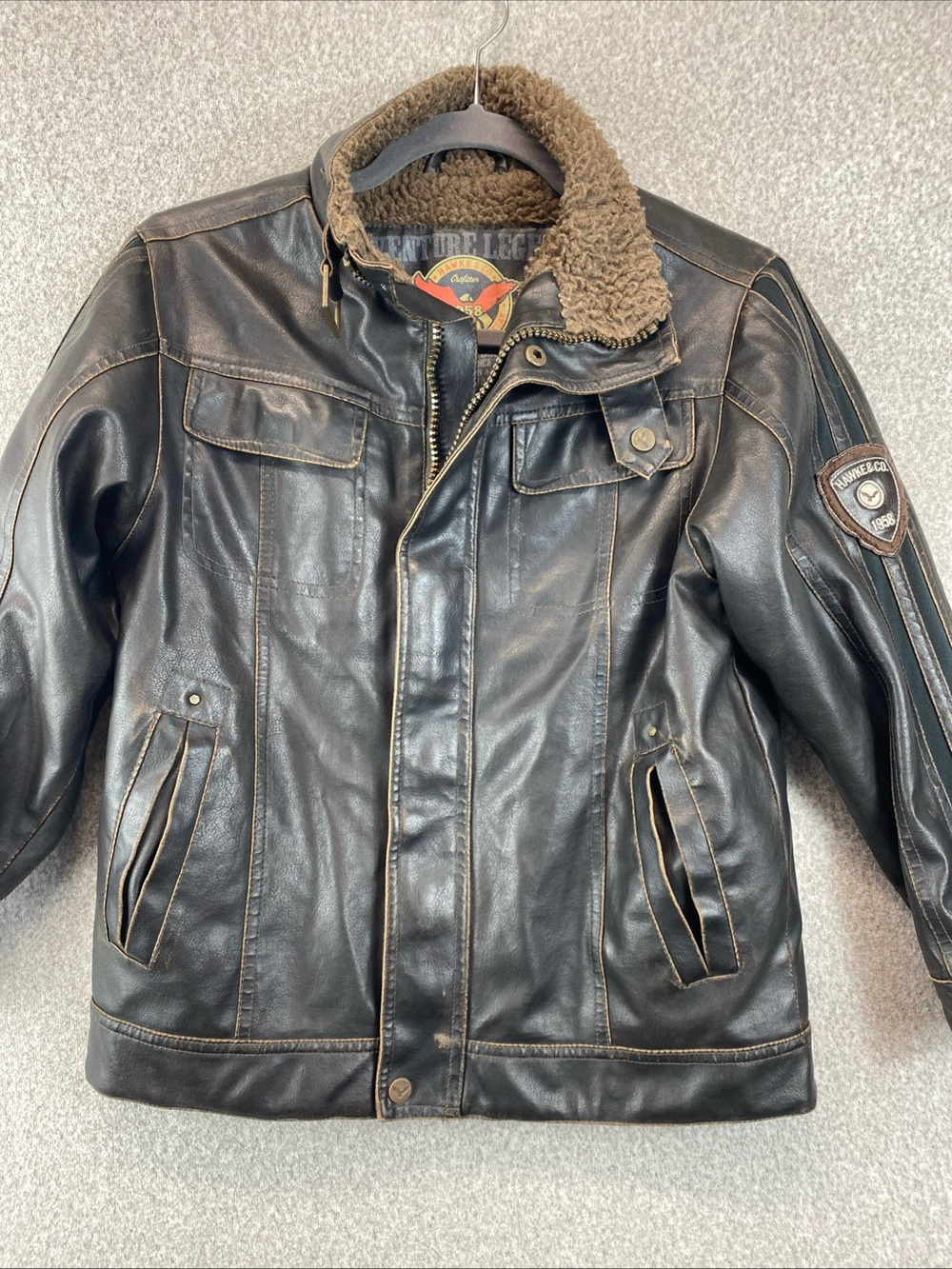 Hawke & Co. Youth Bomber Jacket Stand-Up Collar Size 8 Aviator Costume
